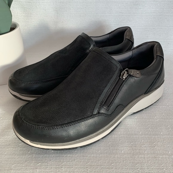 Aravon Pyper Black Leather Side Zip Comfort Slip On Sneakers Woman’s 9.5M - Picture 7 of 15